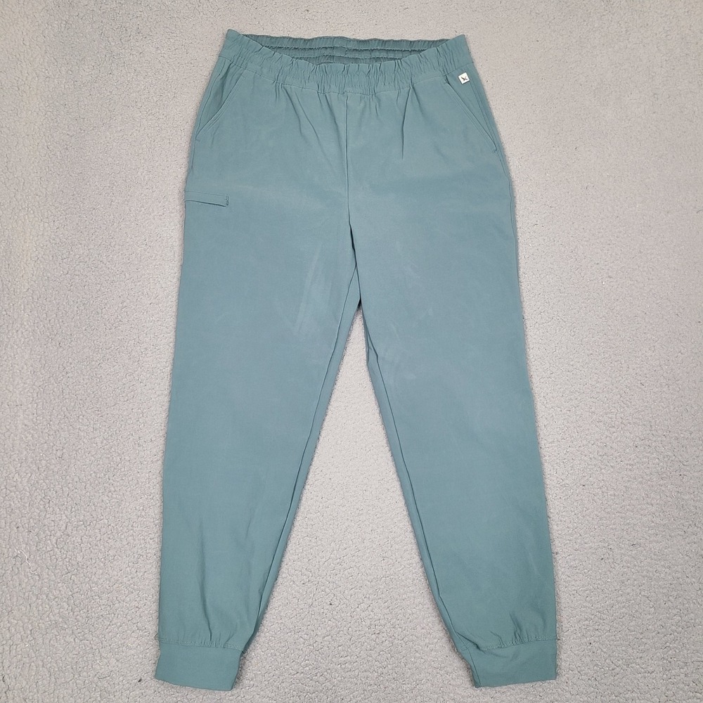 Eddie Bauer Womens Jogger Pants Medium Blue Green Cargo Hiking Outdoor 31x27